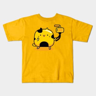 yellow cat vlogger profession Kids T-Shirt